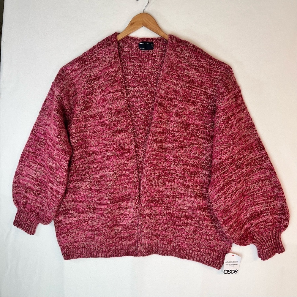 NWT ASOS Women's Sweater  Balloon Sleeves Chunky Knit Cardigan Oversized Sz 2XL